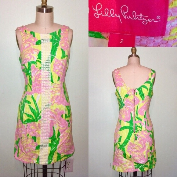 Lily Pulitzer Pink and Green Sheath Mini Dress (Girl’s XL 14-16) - Picture 2 of 9